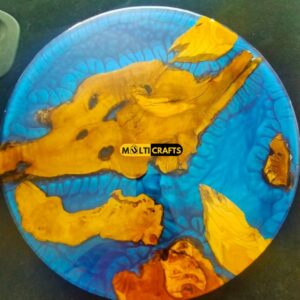 Round Ocean blue Wooden Epoxy Table for Luxury Homes Cafes Custom Handcrafted Artistic Design