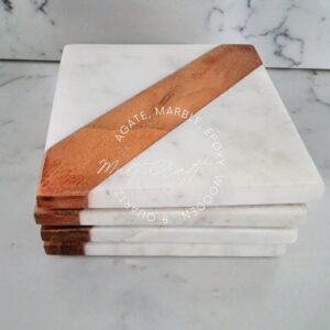 Luxury Rectangle Wooden Marble Coaster for Kitchen and Dining Table Custom Handicraft